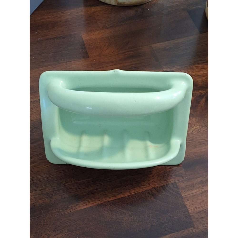 Vintage Enameled Cast Iron Wall Mount Soap‎ Dish With Grab Bar. Heavy Duty!